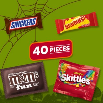 M&M'S, Snickers, Skittles & Starburst Assorted Fun Size Halloween Candy, 40 pc