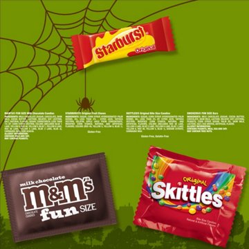 M&M'S, Snickers, Skittles & Starburst Assorted Fun Size Halloween Candy, 18.5 oz