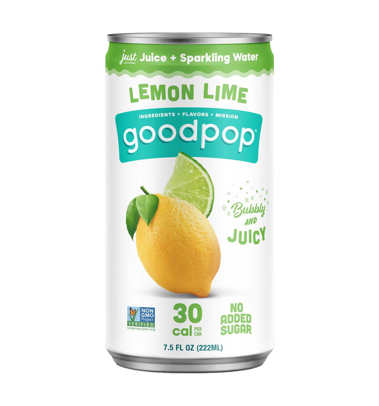 GoodPop Just Juice 6 pk Mini Cans with Bubbly Water - Lemon Lime; image 3 of 3