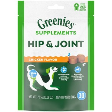 GREENIES Supplements Hip & Joint Soft Chews for Dogs - Chicken, 30 ct