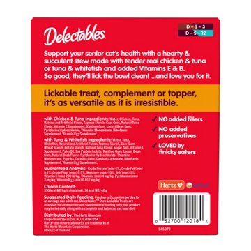 Hartz Delectables Lickable Treat Stew Senior Wet Cat Treats Variety Pack, 12 ct