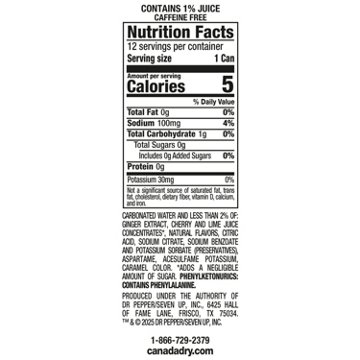 Canada Dry Zero Sugar Fruit Splash Cherry Ginger Ale 12 pk Cans
