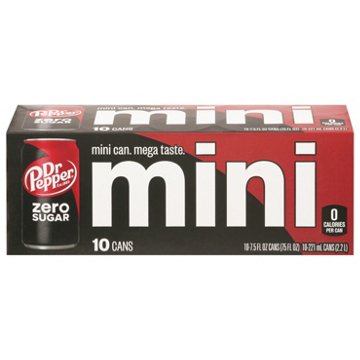 Dr Pepper Zero Sugar Soda 10 pk Mini Cans