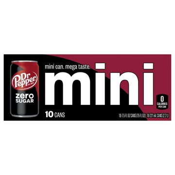 Dr Pepper Zero Sugar Soda 10 pk Mini Cans