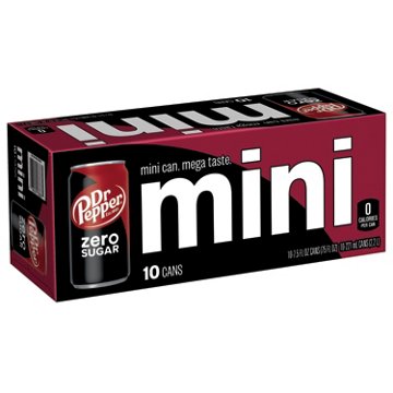 Dr Pepper Zero Sugar Soda 10 pk Mini Cans