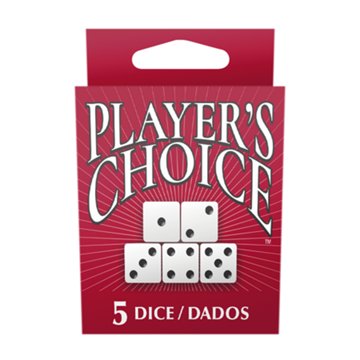 Player's Choice White Game Dice, 5 ct
