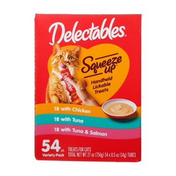 Hartz Delectables Squeeze Up Wet Cat Treats Variety Pack, 54 ct