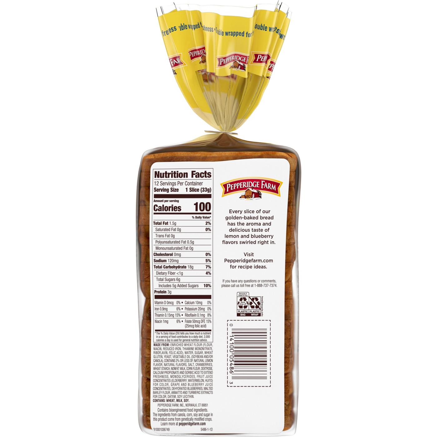 Pepperidge Farm Lemon Blueberry Swirl Thin Sliced Bread; image 2 of 4