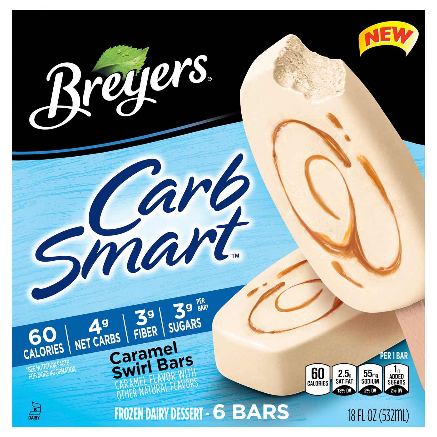 Breyers Carb Smart Caramel Swirl Ice Cream Bars; image 1 of 3