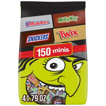 Snickers, Twix, Milky Way & 3 Musketeers Minis Halloween Candy Variety Pack