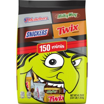 Snickers, Twix, Milky Way & 3 Musketeers Minis Halloween Candy Variety Pack