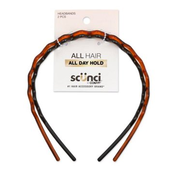 Scunci All Day Hold 1 Inch Headbands, 2 ct