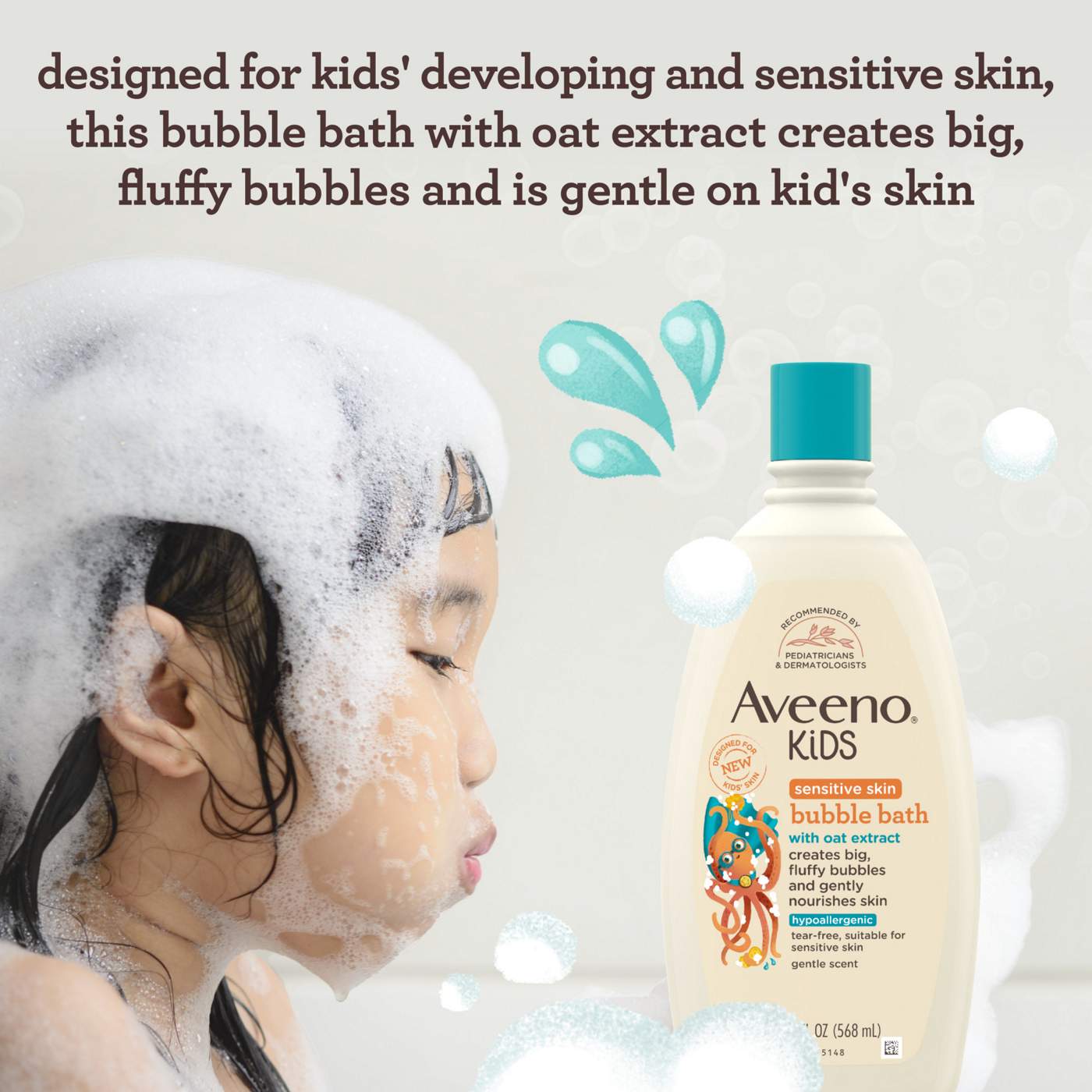 Aveeno Kids Sensitive Skin Bubble Bath; image 3 of 6