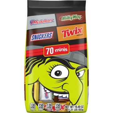 Snickers, Twix, Milky Way & 3 Musketeers Minis Milk Chocolate Individually Wrapped Halloween Candy Variety Pack, 19.49 oz