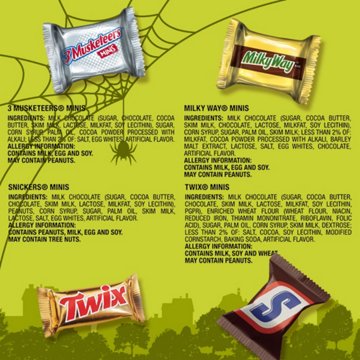 Snickers, Twix, Milky Way & 3 Musketeers Minis Milk Chocolate Individually Wrapped Halloween Candy Variety Pack, 19.49 oz
