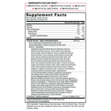 Force Factor Smarter Greens Super Food Soft Chews - Summer Berry