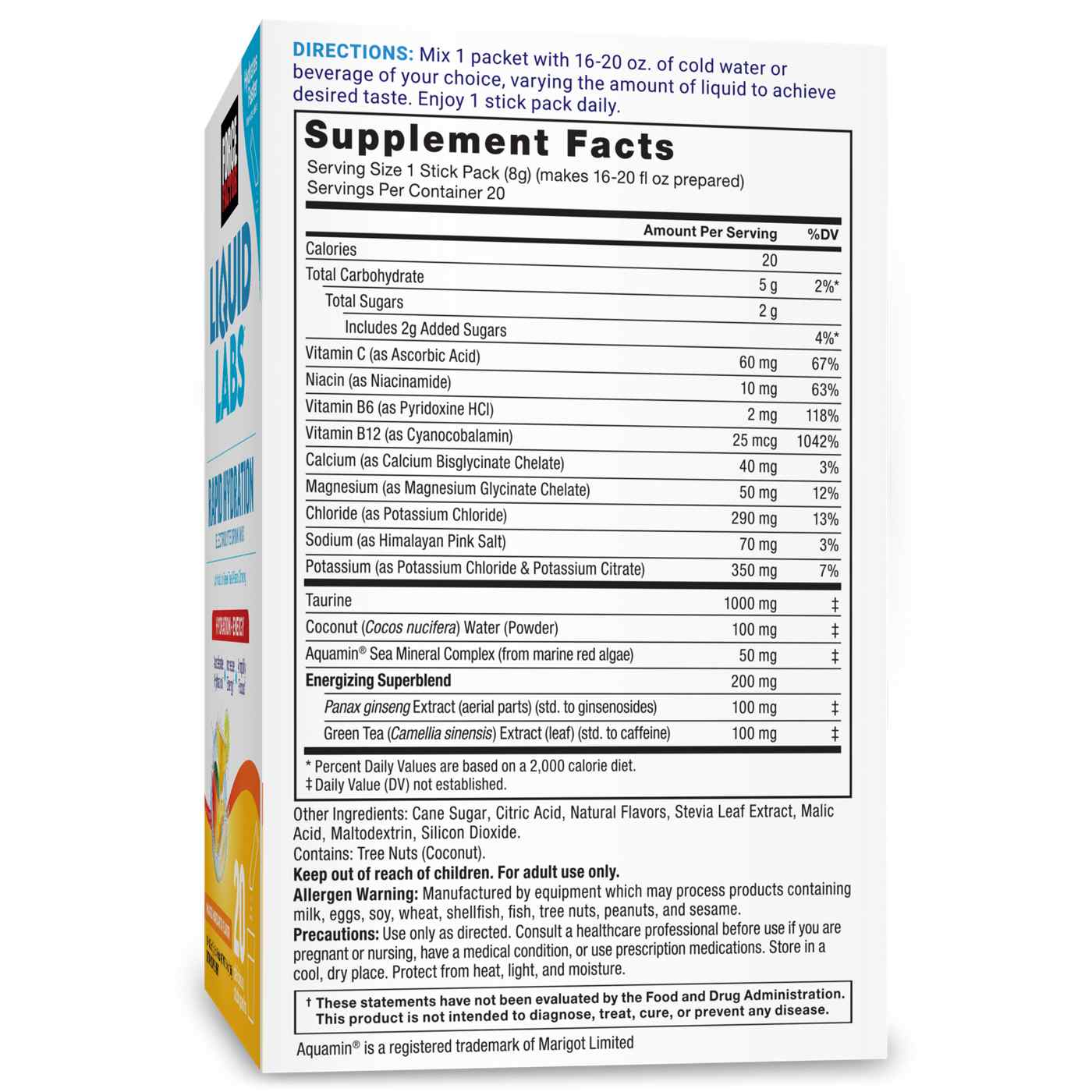 Force Factor Liquid Labs Rapid Hydration Electrolyte Drink Mix - Mango Margarita ; image 3 of 4