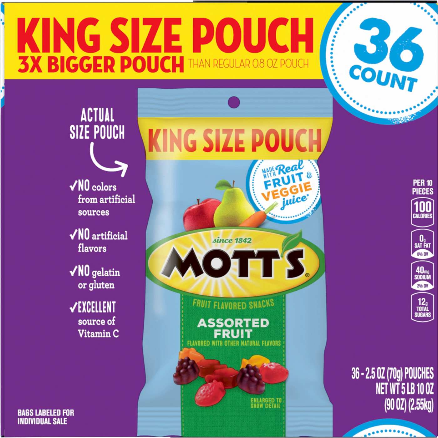 Mott's Assorted Fruit Snacks King Size Pouches; image 1 of 2