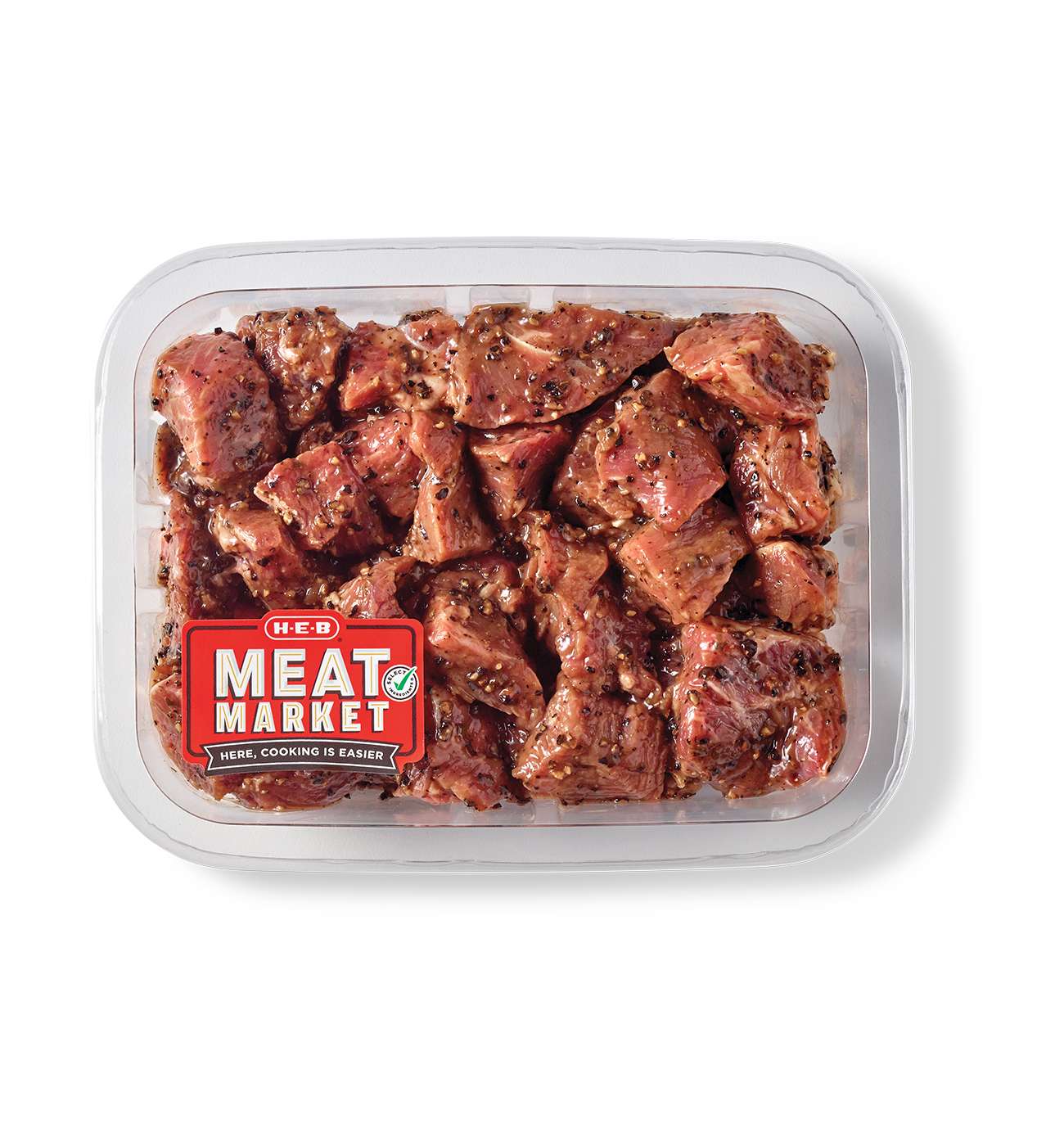 H-E-B Meat Market Marinated Boneless Beef Steak Tips - Garlic Peppercorn; image 1 of 3