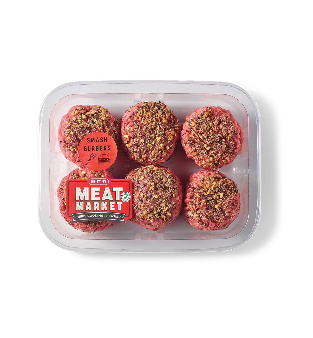 H-E-B Meat Market Seasoned Smash Burger Patties – Garlic Peppercorn ...