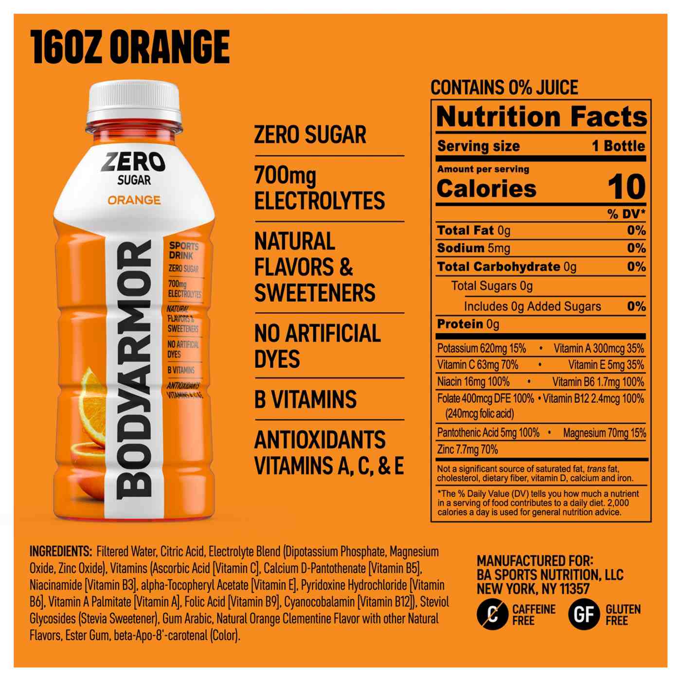 BODYARMOR Zero Sugar Sports Drink - Orange; image 4 of 7
