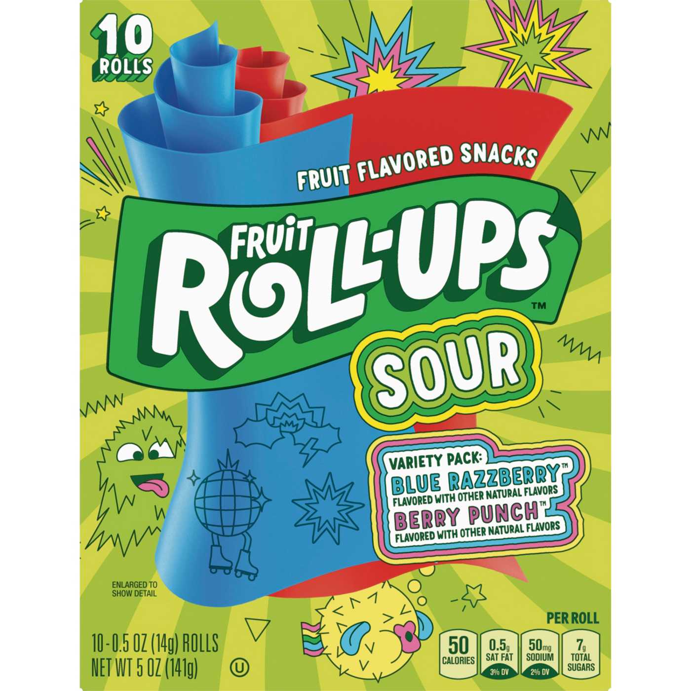 Betty Crocker Fruit Roll Ups Sour Blue Razzberry & Berry Punch Fruit Snacks; image 1 of 3