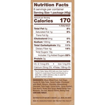 Nature's Bakery Double Chocolate Brownie, 6 ct