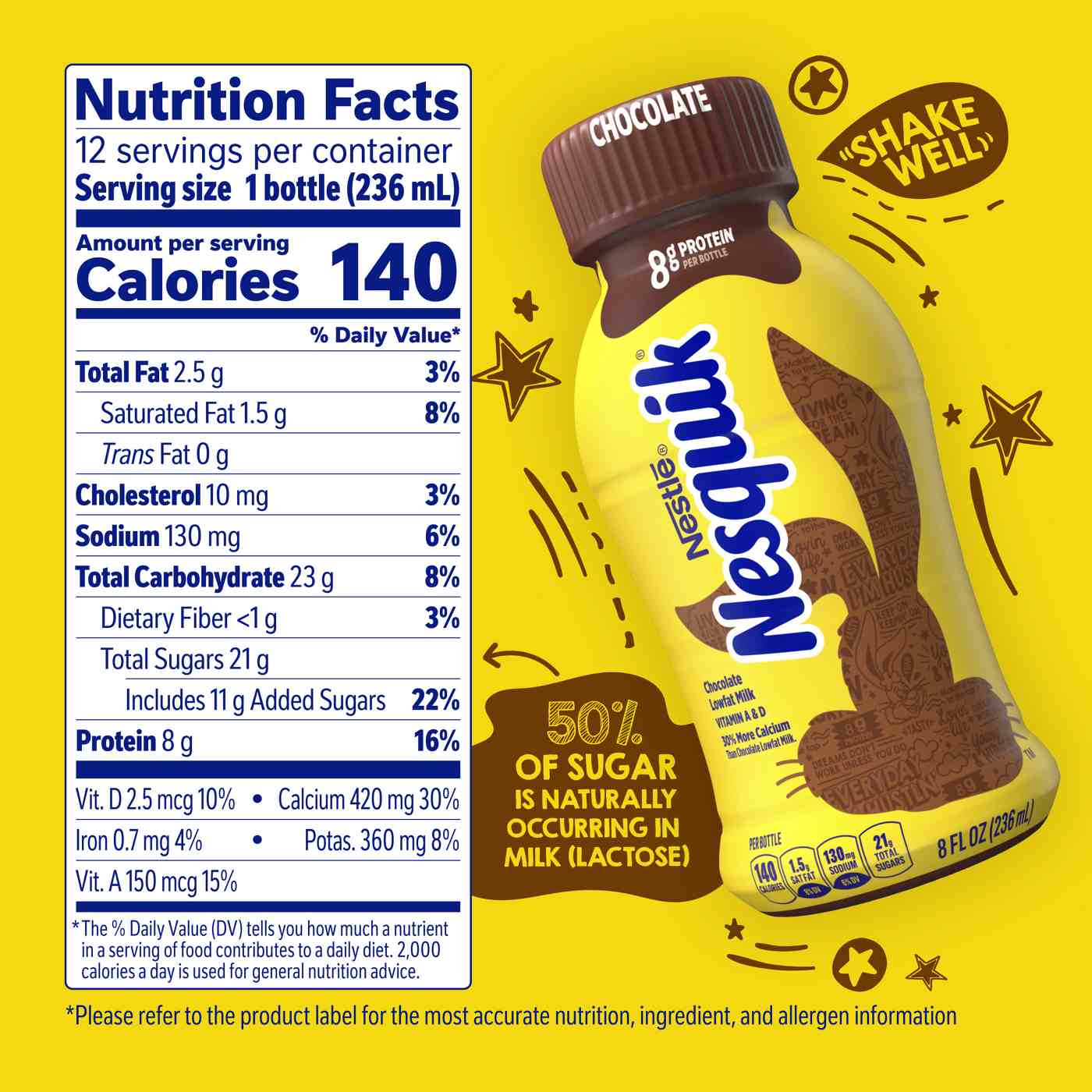 Nestle Nesquik Lowfat Chocolate Milk 12 pk Bottles; image 7 of 8