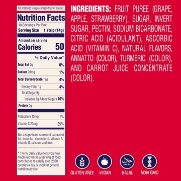 Welch's Fruitfuls Strawberry Fruit Strips, 10 ct