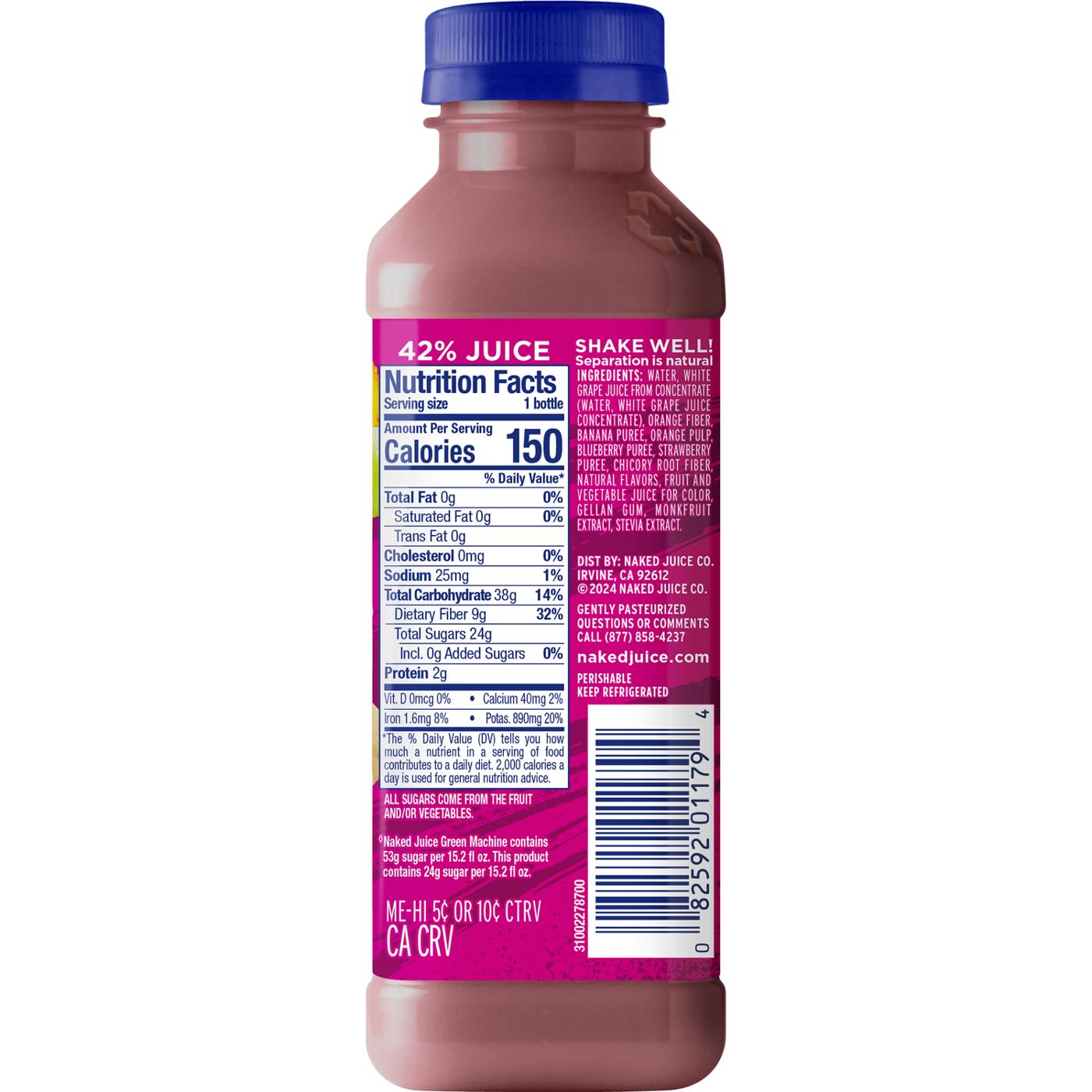 Naked Juice Lower Sugar Berrylicious Fruit Smoothie (Sold Cold); image 3 of 4