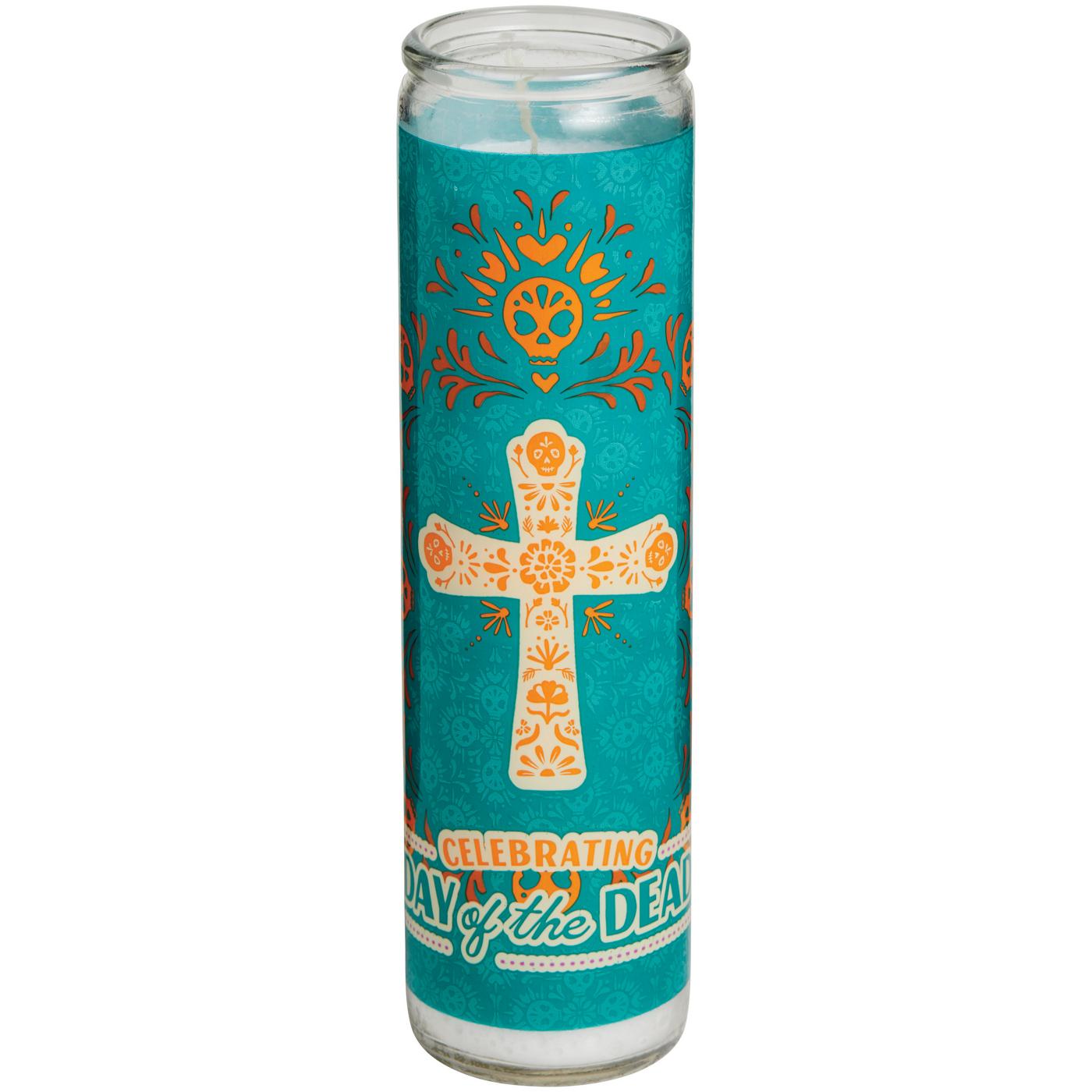 Destination Holiday Dia de los Muertos Celebration Cross Candle - Teal; image 1 of 2