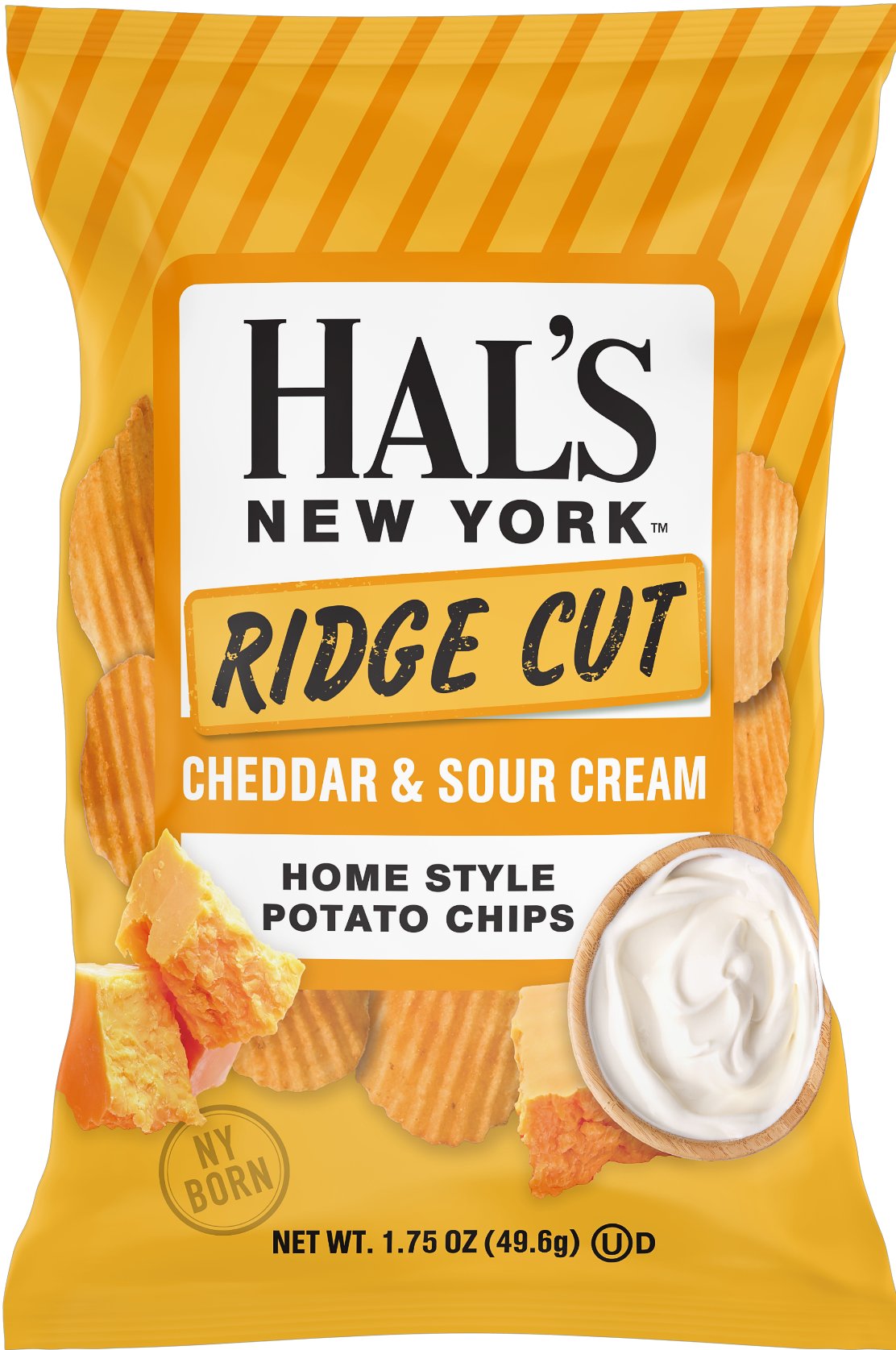 Hal's New York Cheddar & Sour Cream Ridge Cut Potato Chips, 1.75 oz ...