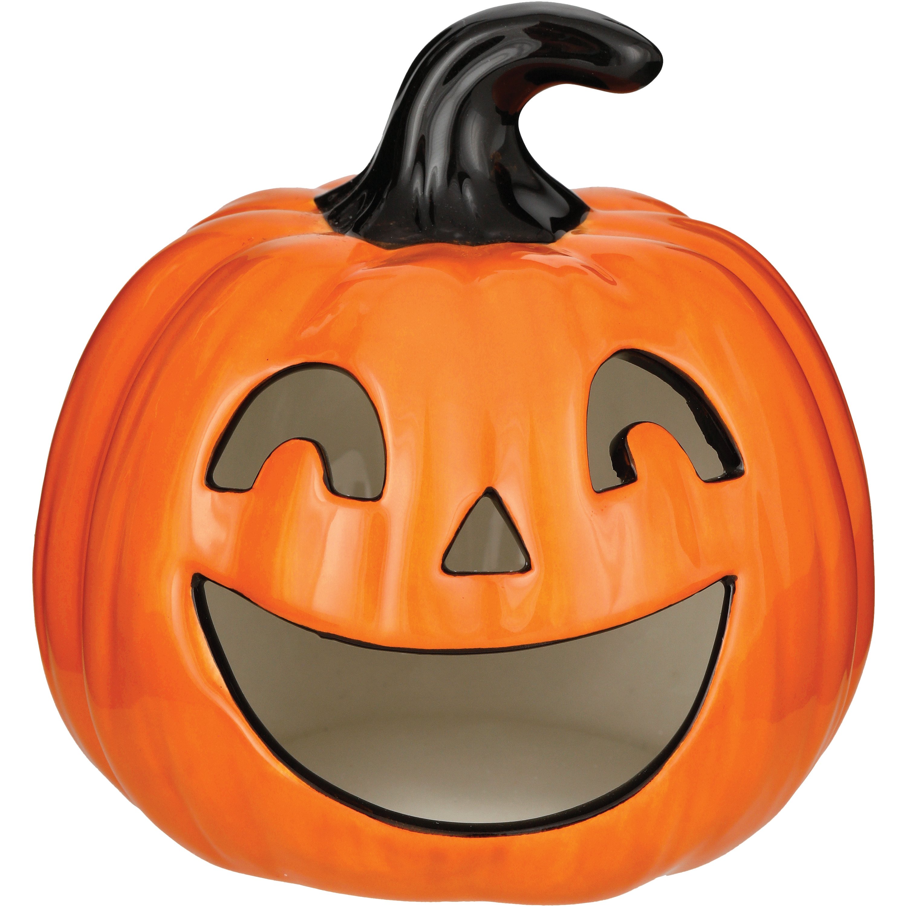 A vintage-style Halloween poster features an ominous jack-o'-lantern in