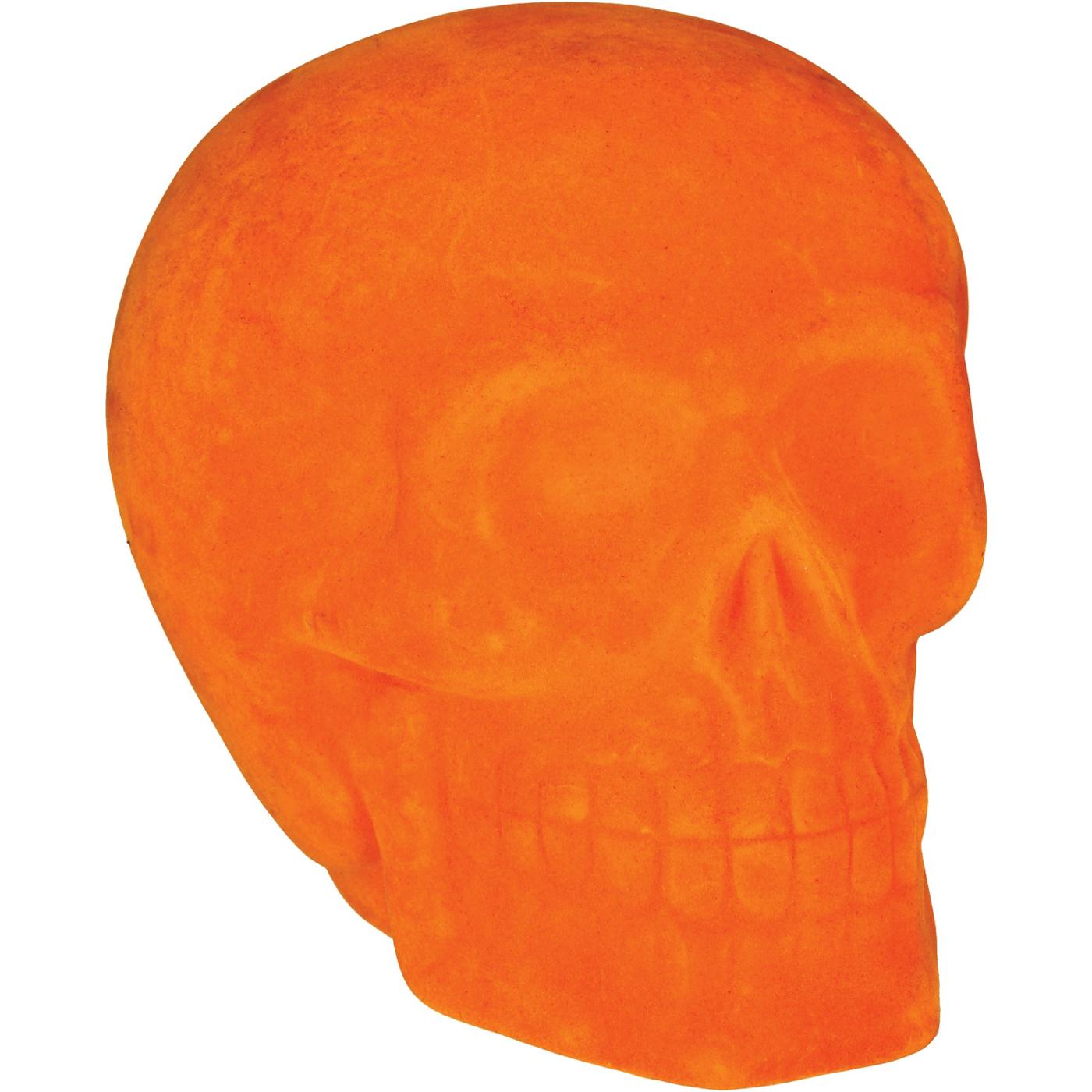 Destination Holiday Halloween Flocked Skeleton Skull - Orange; image 1 of 2