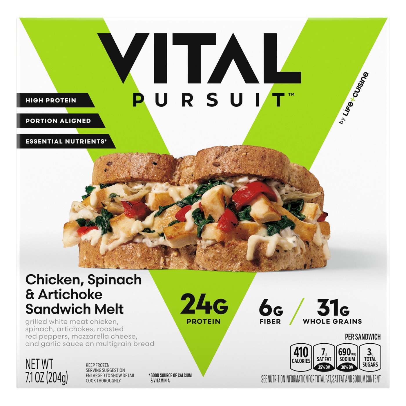 Vital Pursuit by Life Cuisine Chicken, Spinach and Artichoke High Protein Sandwich Melt; image 1 of 6