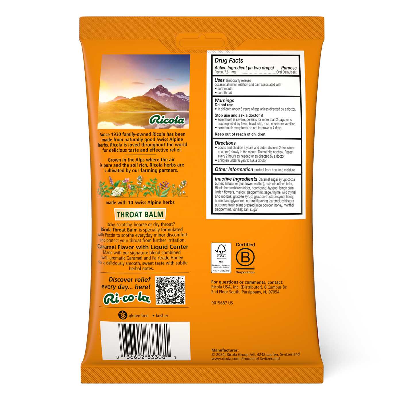 Ricola Throat Balm Drops Caramel Shop Cough, cold & flu at HEB