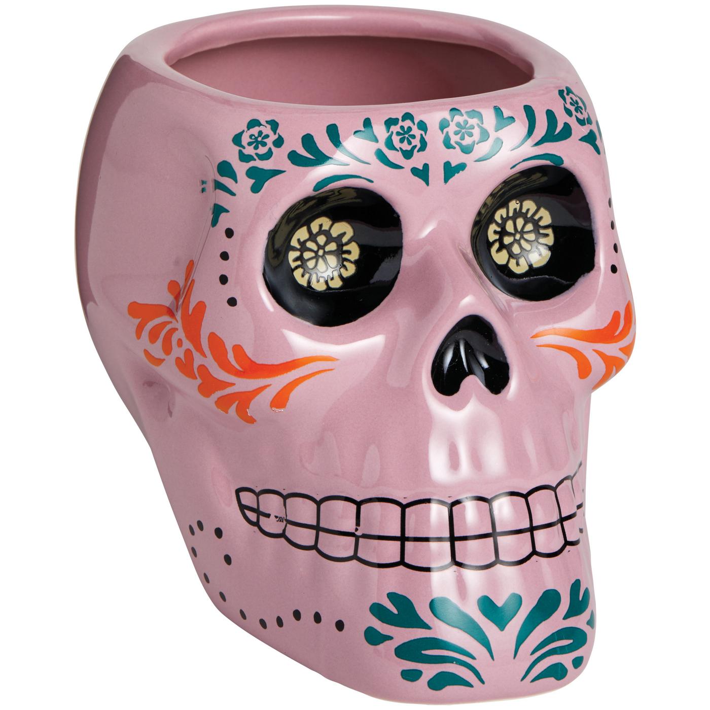 Destination Holiday Dia de los Muertos Sugar Skull Jar Candle - Pink; image 1 of 2