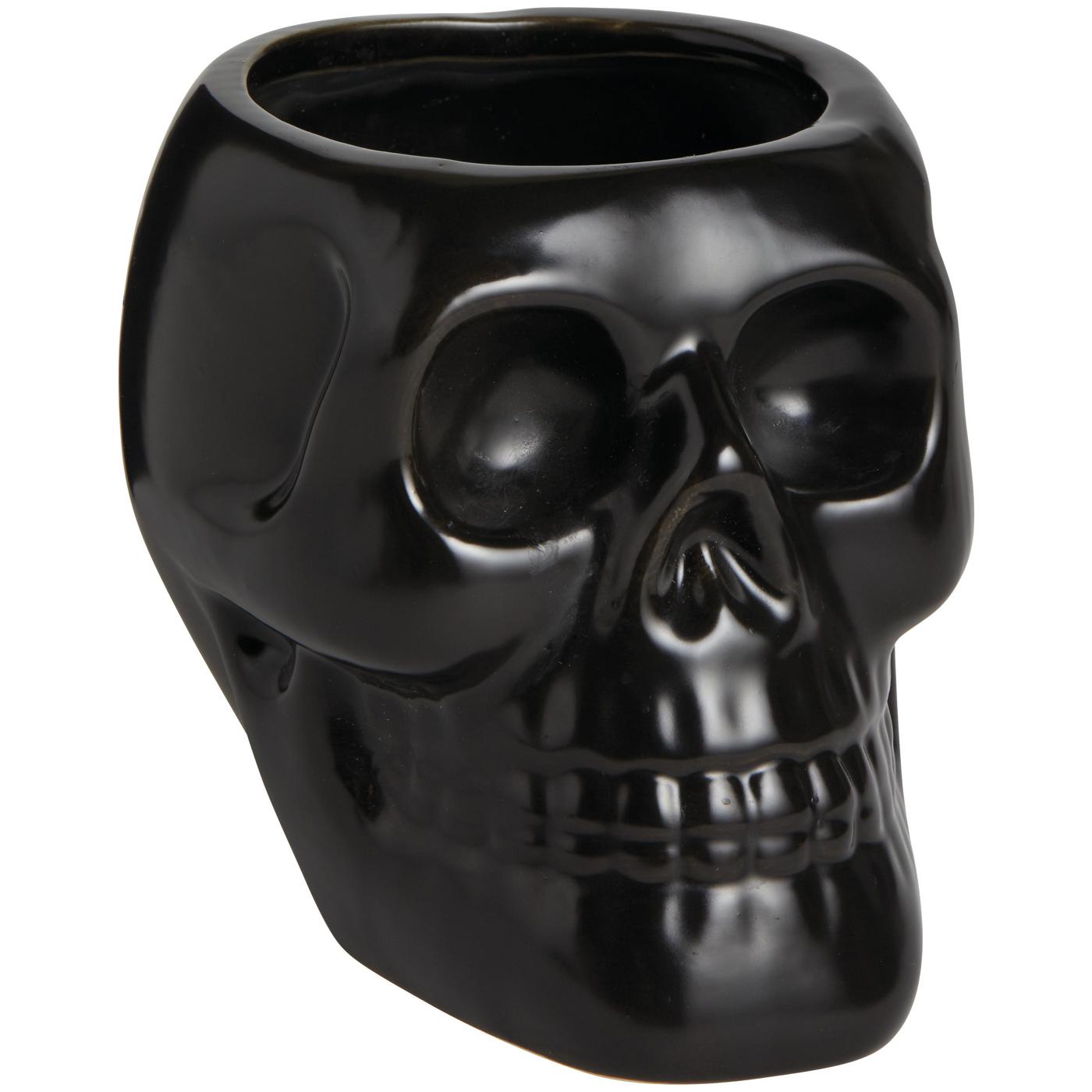 Destination Holiday Halloween Caldrons & Cobwebs Skull Candle - Matte Black; image 1 of 3