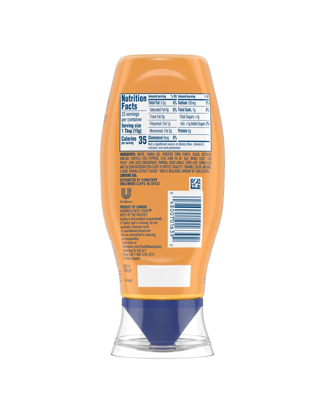 Hellmann's Mild Chipotle Mayonnaise Dressing Squeeze Bottle; image 5 of 6