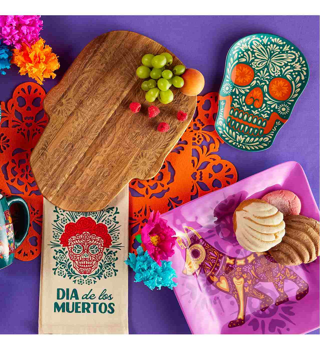 Destination Holiday Dia de los Muertos Sugar Skull Kitchen Towel; image 2 of 3