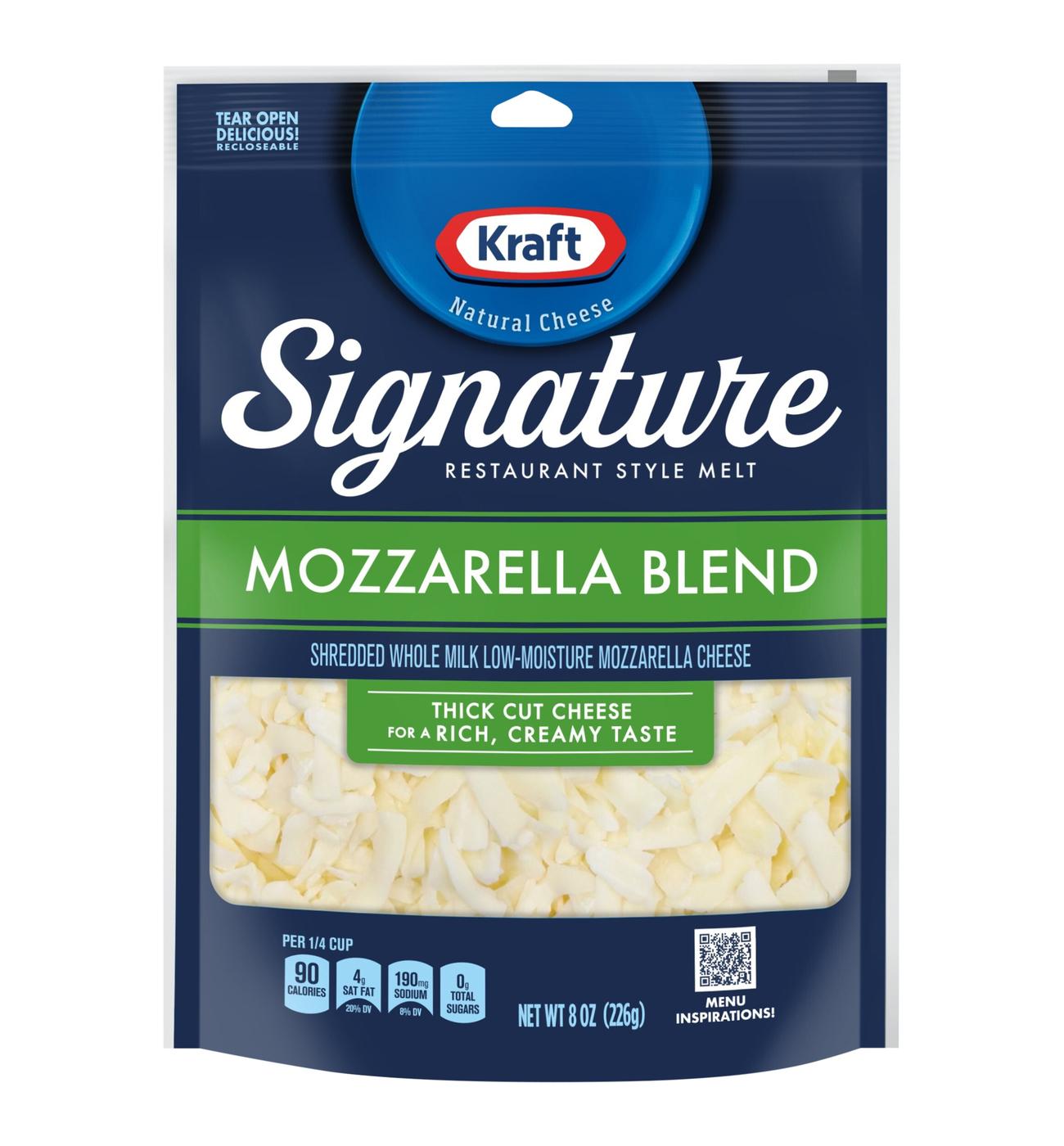 Kraft Signature Restaurant Style Melt Mozzarella Shredded Cheese Blend, Thick Cut; image 1 of 2