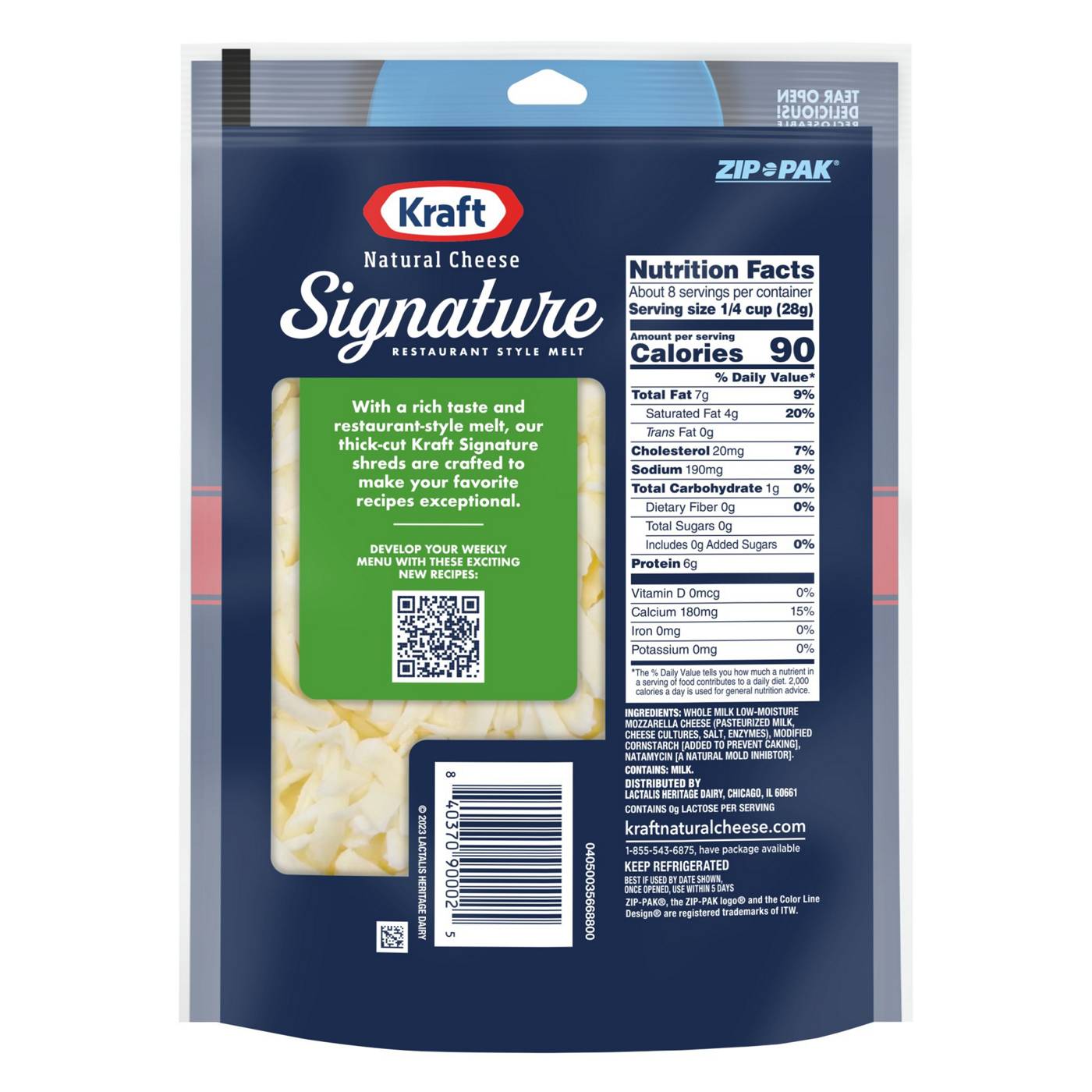 Kraft Signature Restaurant Style Melt Mozzarella Shredded Cheese Blend, Thick Cut; image 2 of 2