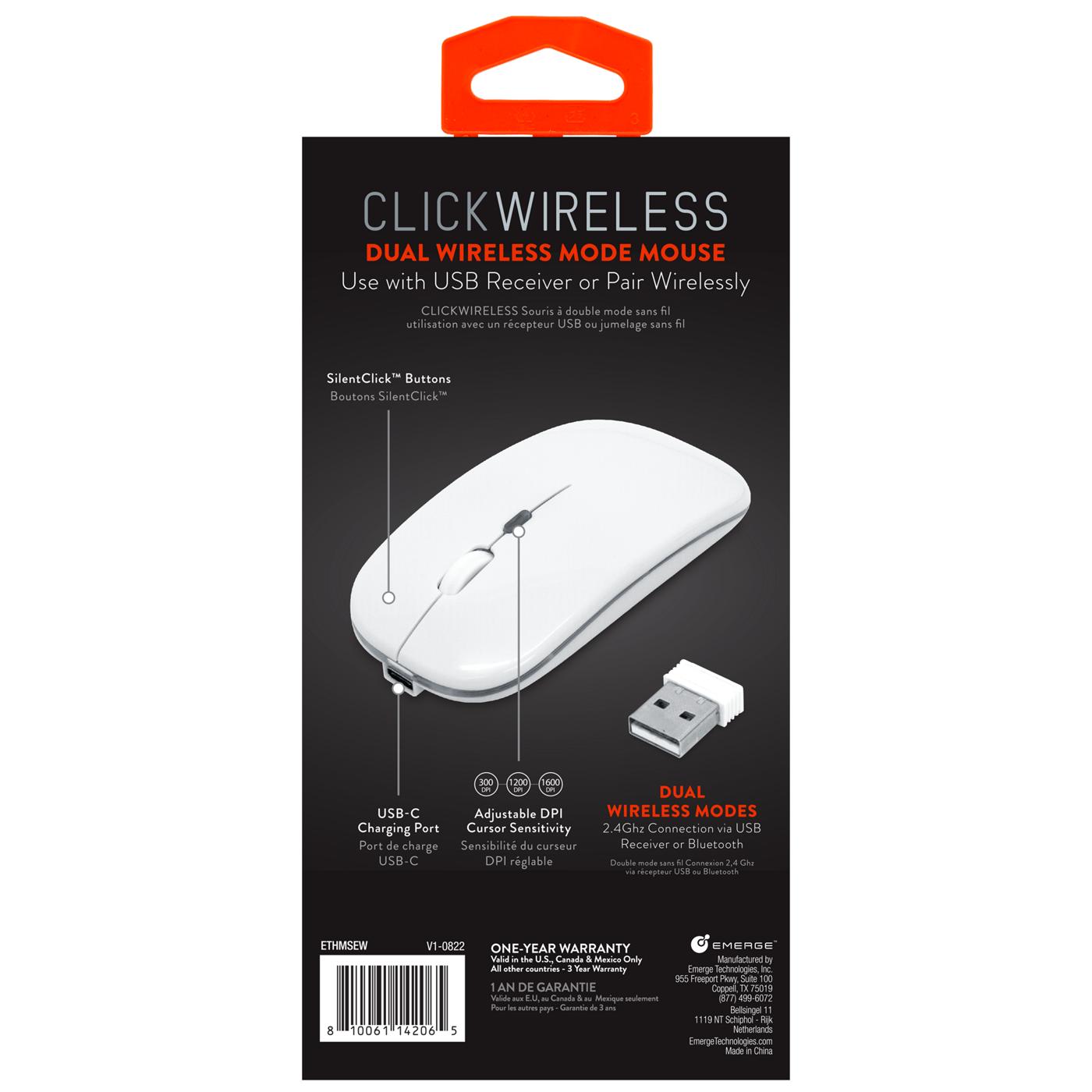Helix Dual Wireless Mode Mouse - White; image 2 of 3
