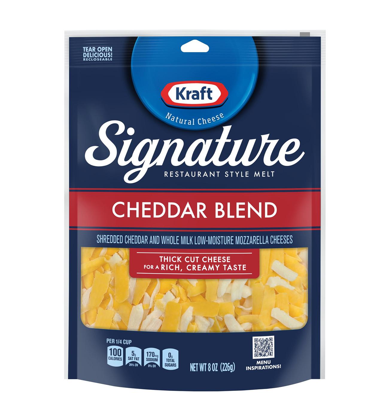 Kraft Signature Restaurant Style Melt Cheddar Shredded Cheese Blend, Thick Cut; image 1 of 2