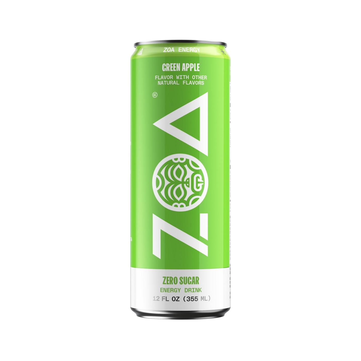 ZOA Zero Sugar Energy Drink - Green Apple; image 1 of 3