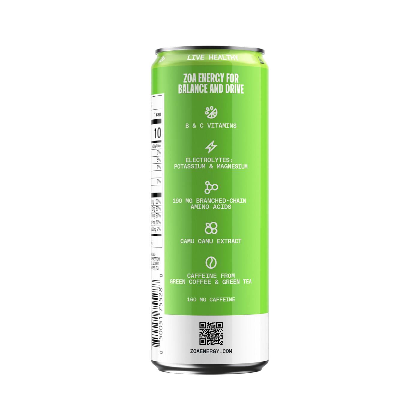 ZOA Zero Sugar Energy Drink - Green Apple; image 3 of 3