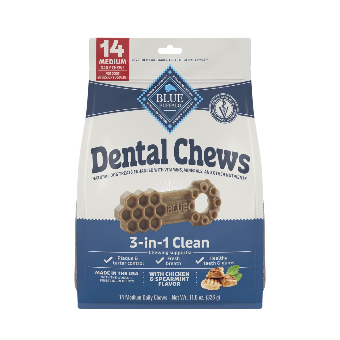 Blue Buffalo Dental Chews Chicken & Spearmint Medium Dog Treats Shop