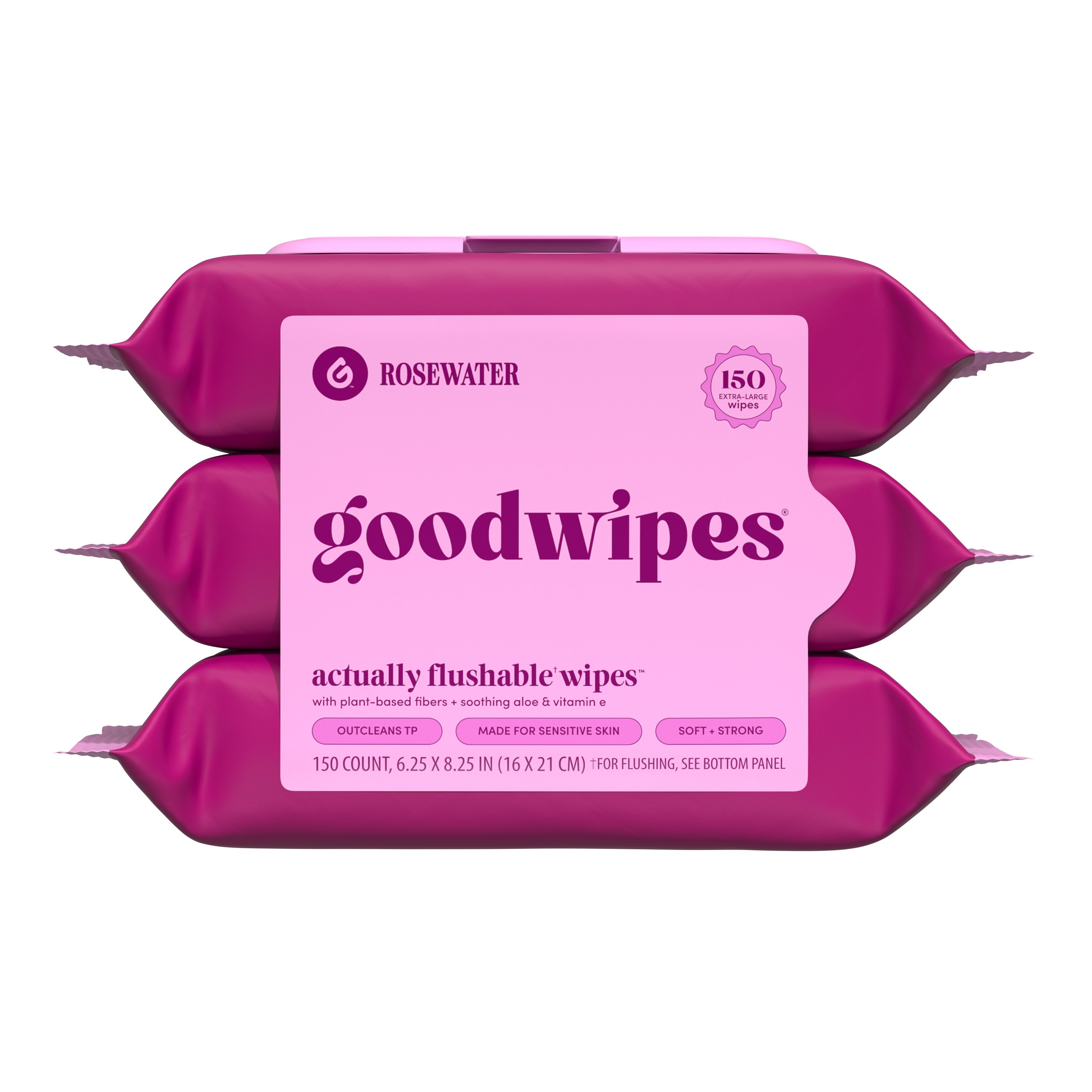Goodwipes Flushable Wipes, 3 pk Rosewater Shop Toilet paper at HEB