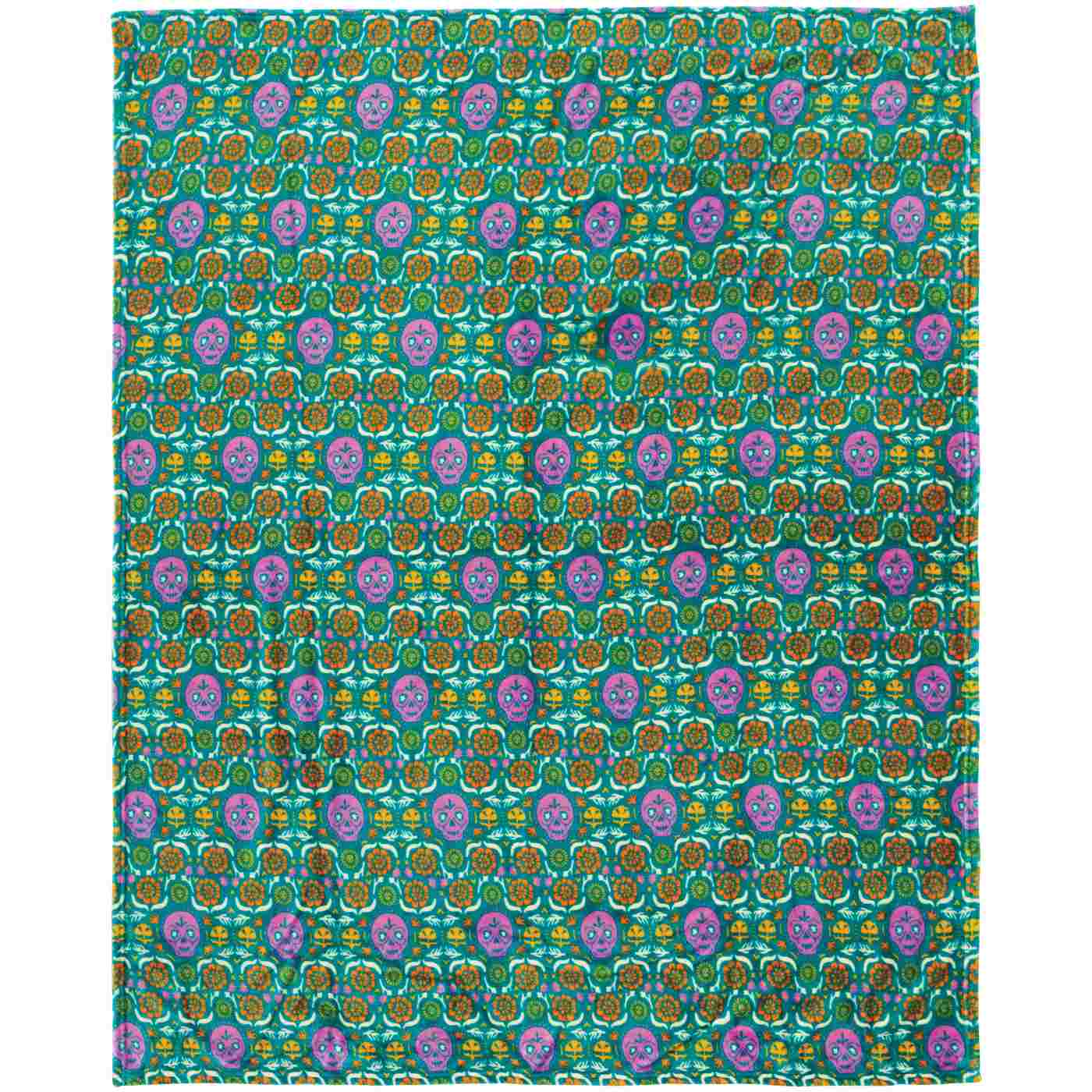 Destination Holiday Dia de los Muertos All Over Sugar Skull Throw Blanket - Turquoise; image 2 of 2