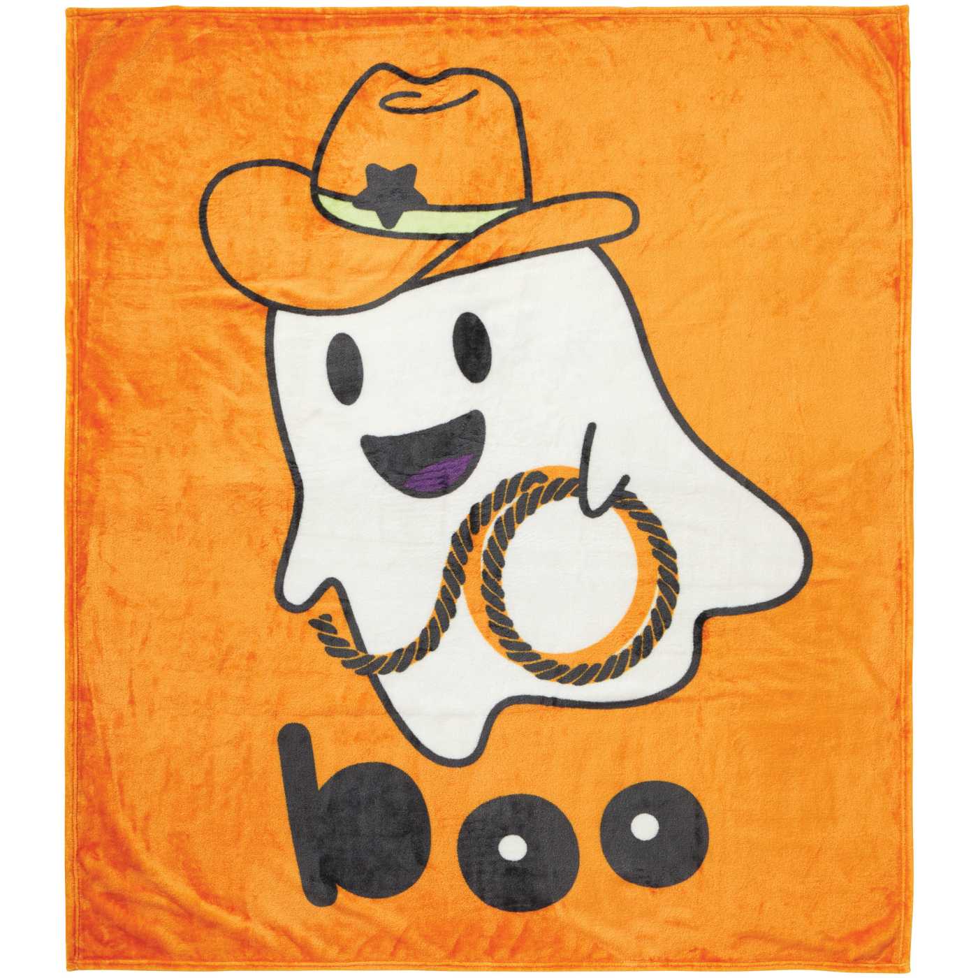 Destination Holiday Halloween Boo Cowboy Ghost Throw Blanket - Orange; image 2 of 2